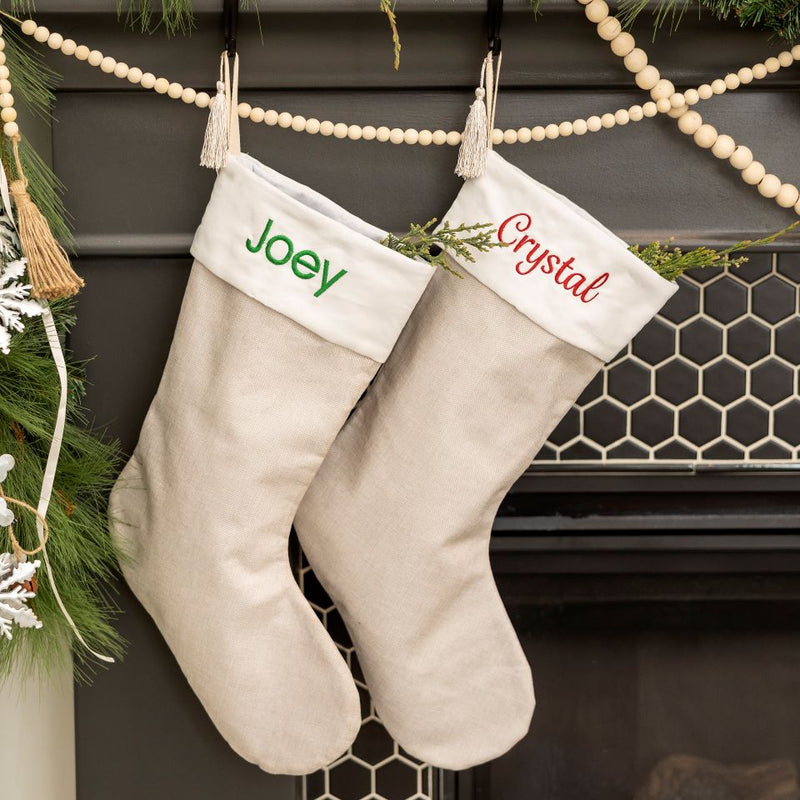 Personalized Embroidered Cotton Stockings with Tassel