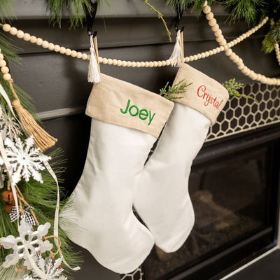 Personalized Embroidered Cotton Stockings with Tassel