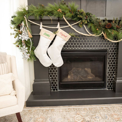 Personalized Embroidered Cotton Stockings with Tassel