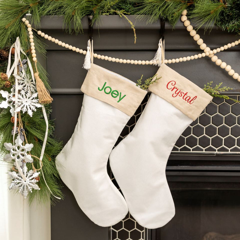 Personalized Embroidered Cotton Stockings with Tassel