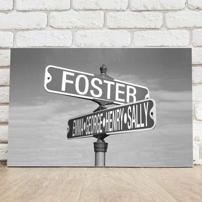 Personalized Black and White Intersection Street Sign - Canvas - - JDS
