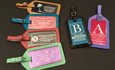Personalized Aluminum Luggage Tags with Genuine Leather Casing