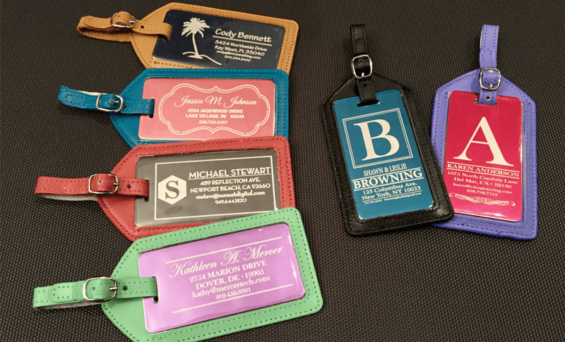 Personalized Aluminum Luggage Tags with Genuine Leather Casing