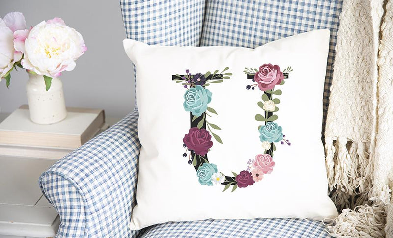 Floral Alphabet Throw Pillow Covers (Non-Customized)
