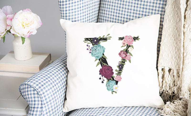Floral Alphabet Throw Pillow Covers (Non-Custom)