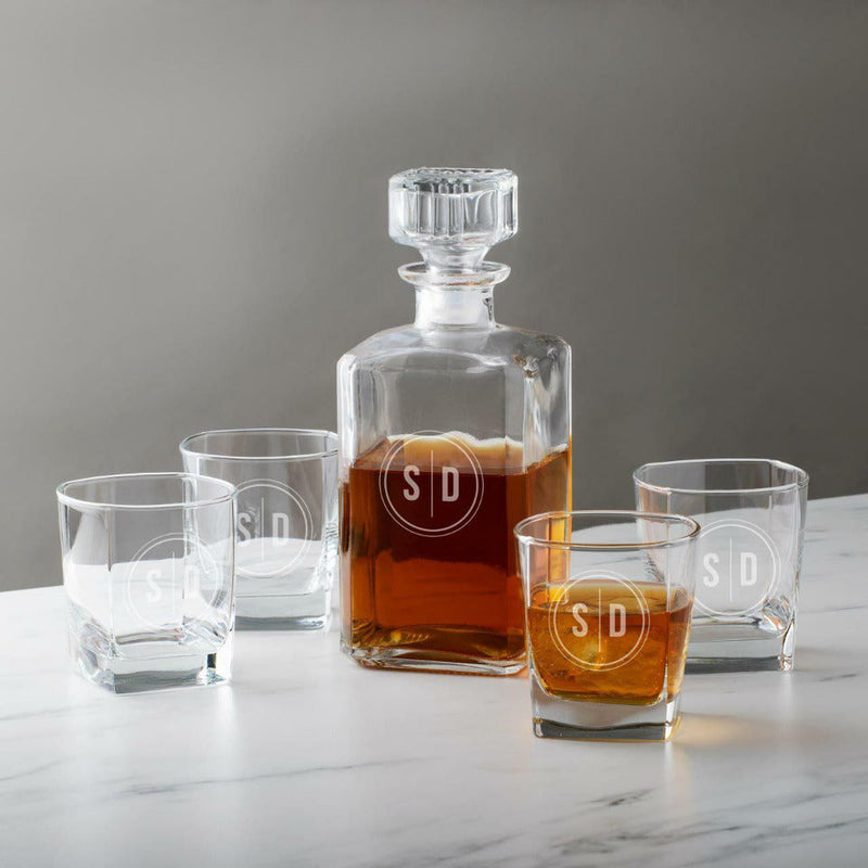 Corporate | Personalized 5 piece Square Decanter Set
