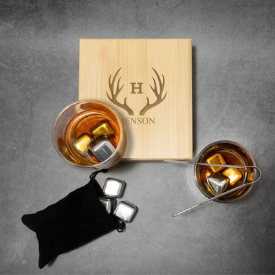 Personalized Stainless Steel Whiskey Stone Set