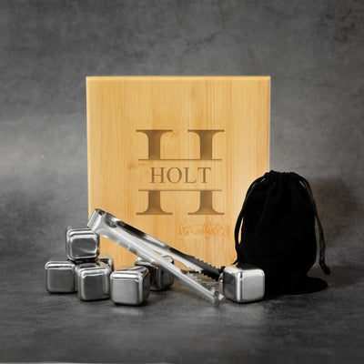 Personalized Stainless Steel Whiskey Stone Set