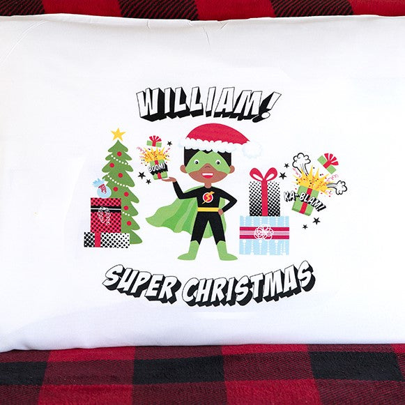 Personalized Christmas Boy Superhero Pillowcases