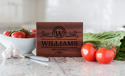 Personalized Beautiful 6 x 8 Mahogany Cutting Board - Modern Collection