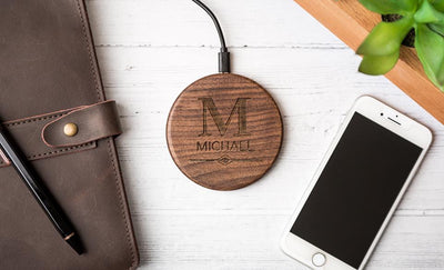 Personalized Wooden Wireless Cell Phone Chargers