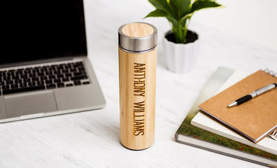 Corporate Gift Item -  Personalized Insulated Bamboo Water Bottles
