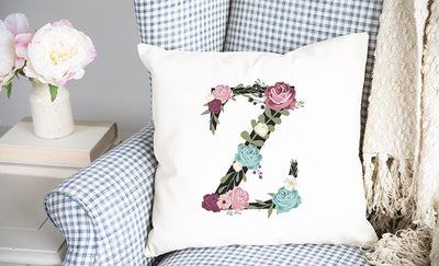 Corporate | Floral Alphabet Throw Pillow Covers (Non-Personalized)