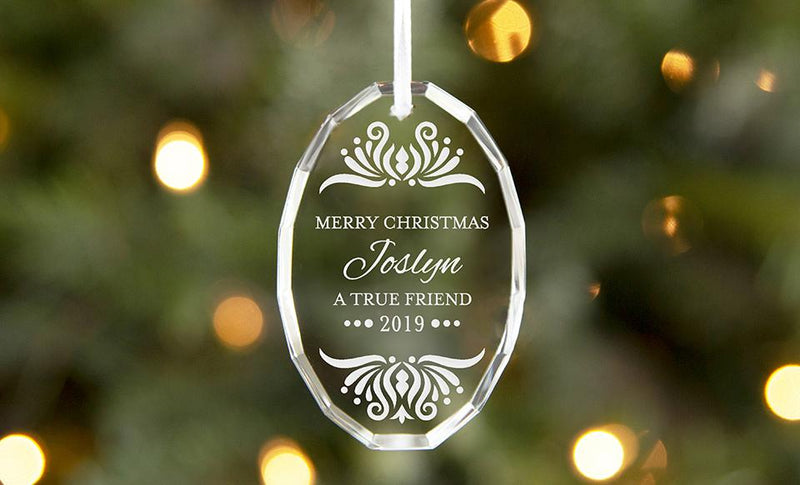 Personalized Oval-Shaped Crystal Ornaments