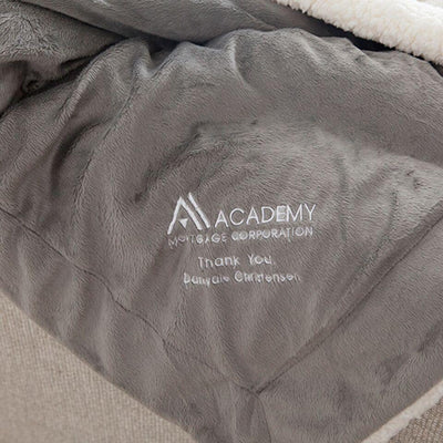 Academy Mortgage Embroidered Oversized Mink Sherpa Blankets-FREE SHIP