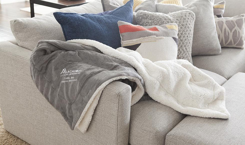 Corporate Gift Item - Embroidered Mink Sherpa Blanket - 2 Sizes