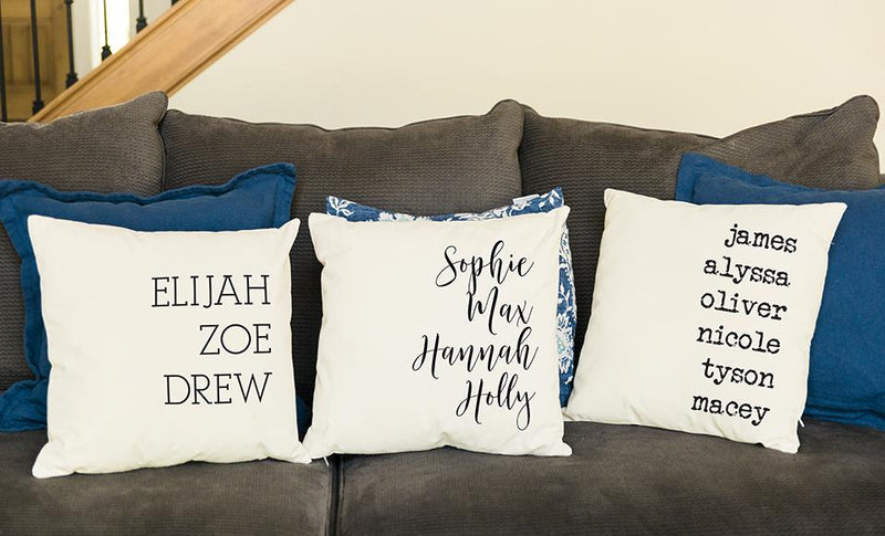 Personalized Family Names Throw Pillow Cover - Farmhouse