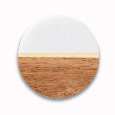 Personalized Marble And Acacia Coaster Set-Set of 4