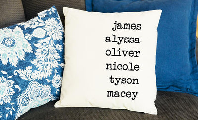 Personalized Family Names Throw Pillow Cover - Classic