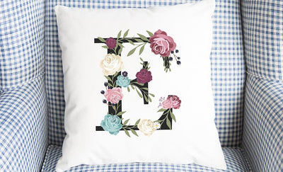 Floral Alphabet Throw Pillow Covers (Non-Personalized)
