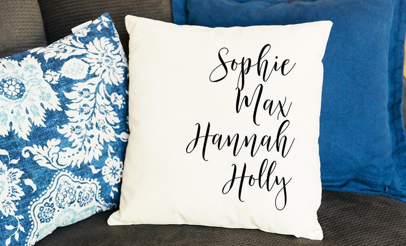 Personalized Family Names Throw Pillow Cover - Serif