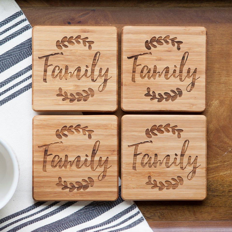 Personalized Fall Bamboo Coasters - Set of 4