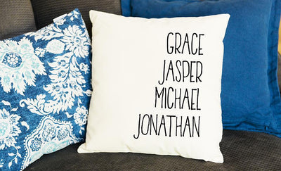 Personalized Family Names Throw Pillow Cover - Script