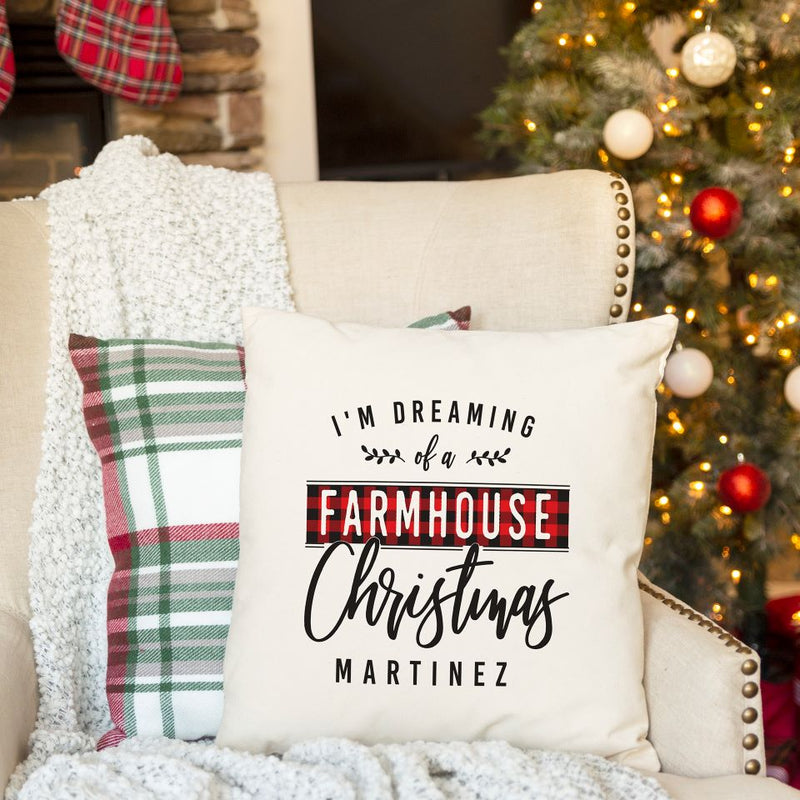 Personalized Farmhouse Christmas Throw Pillow Covers