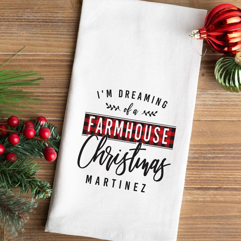 Personalized Farmhouse Christmas Tea Towels