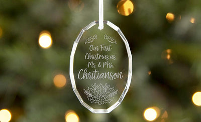Personalized Oval-Shaped Crystal Ornaments