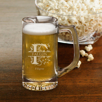 Personalized Beer Mugs - Sports Mug - Monogram - 12 oz.