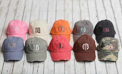 Monogrammed Distressed Caps