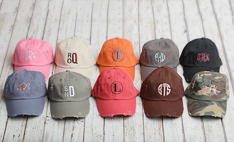 Monogrammed Distressed Caps