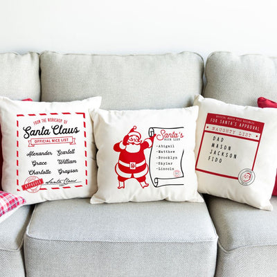Santa’s Nice or Naughty List Customized Throw Pillow Covers