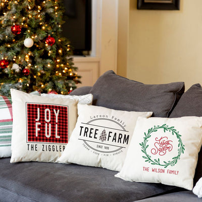 Personalized Farmhouse Christmas Throw Pillow Covers