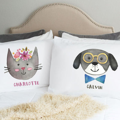 Personalized Whimsical Dog and Cat Pillowcases