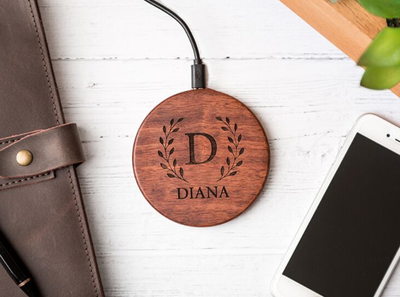Personalized Wooden Wireless Cell Phone Chargers