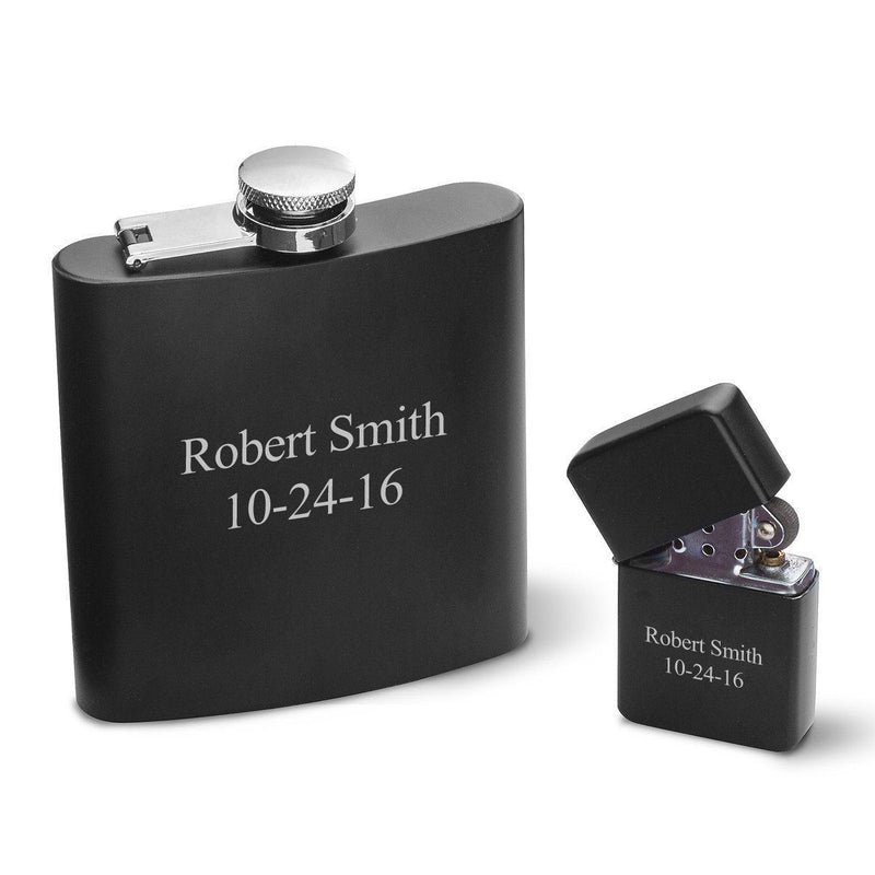 Personalized Flask & Lighters Gift Set - - JDS