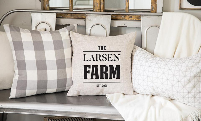 Personalized Farmhouse Style Throw Pillow Covers