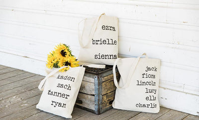 Personalized Family Names Tote Bags - Vintage