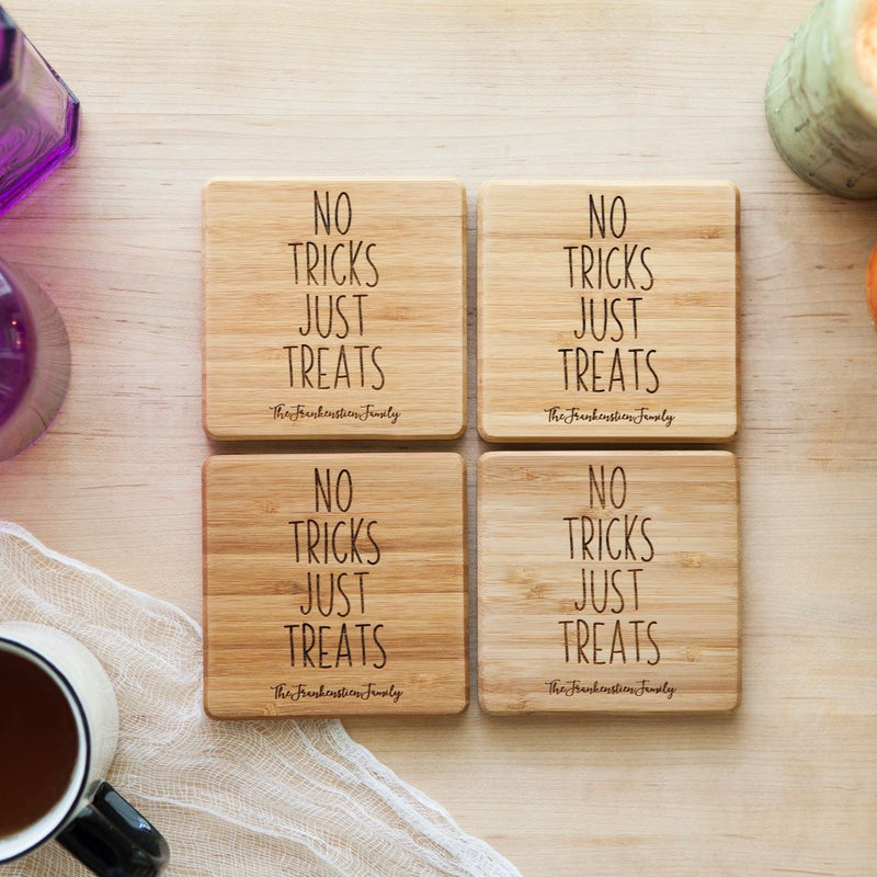 Personalized Halloween Bamboo Coasters - Set of 4