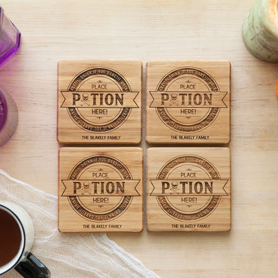 Personalized Halloween Bamboo Coasters - Set of 4