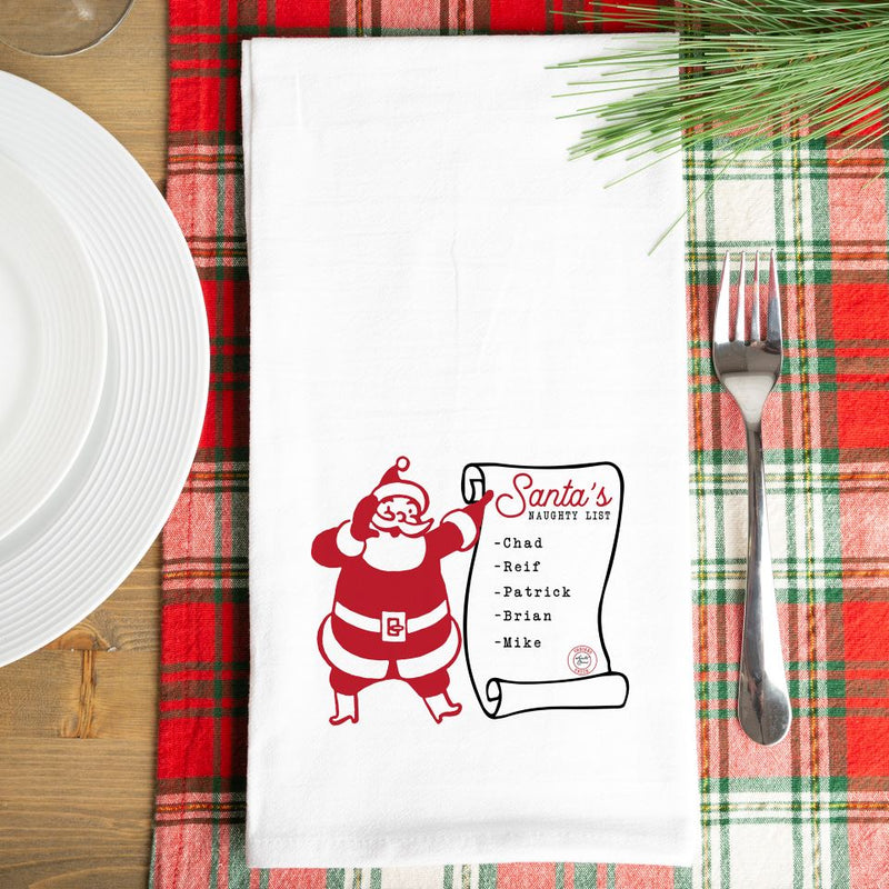 Santa’s Nice or Naughty List Personalized Tea Towels