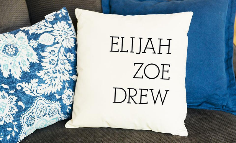 Personalized Family Names Throw Pillow Cover - Script