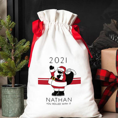 Personalized Christmas Drawstring Santa Gift Bags