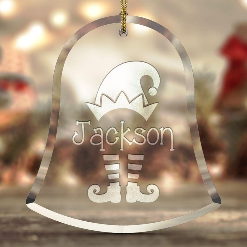 Personalized Christmas Beveled Glass Ornament - Bell Shape