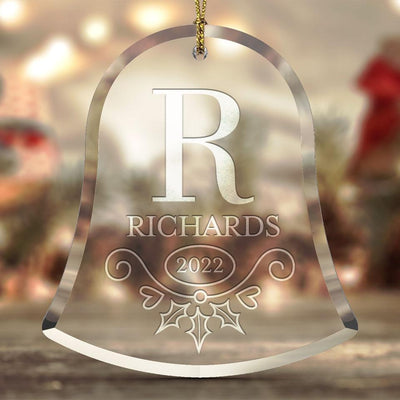 Personalized Christmas Beveled Glass Ornament - Bell Shape