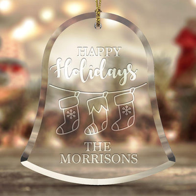 Personalized Christmas Beveled Glass Ornament - Bell Shape