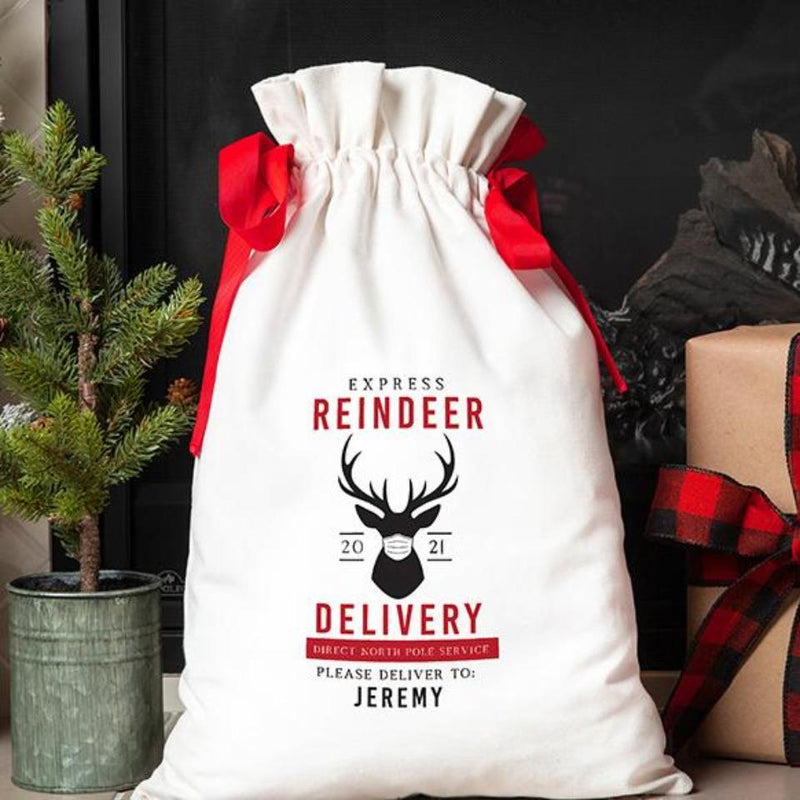 Personalized Christmas Drawstring Santa Gift Bags