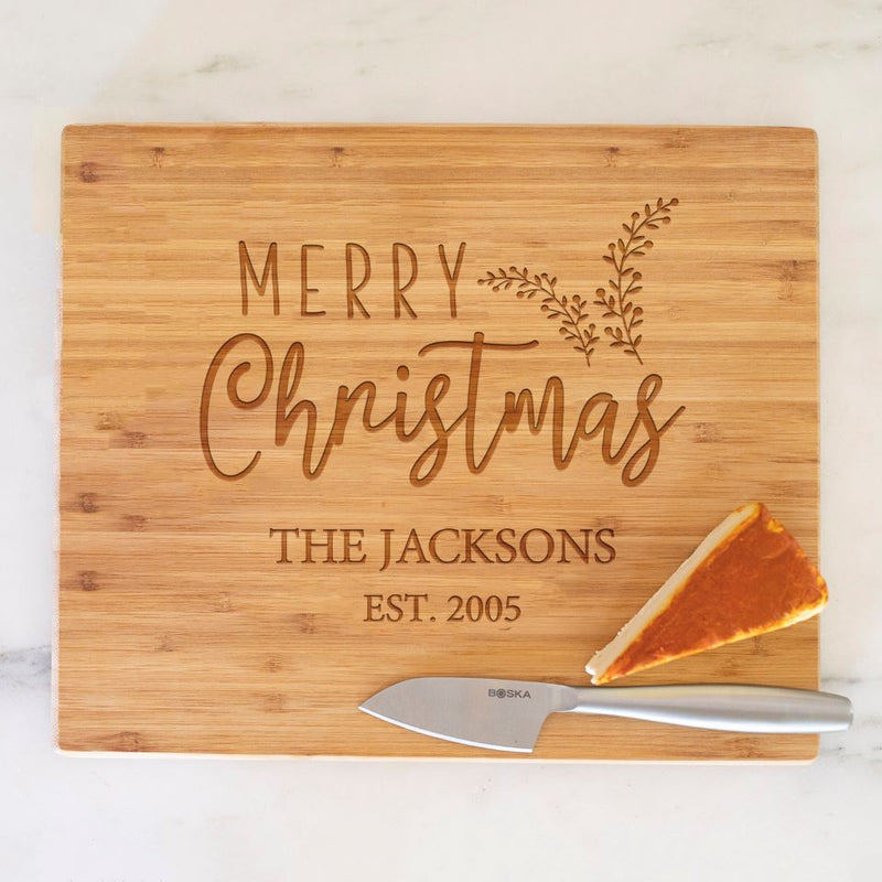 Personalized Holiday 11x13 bamboo Cutting  Boards